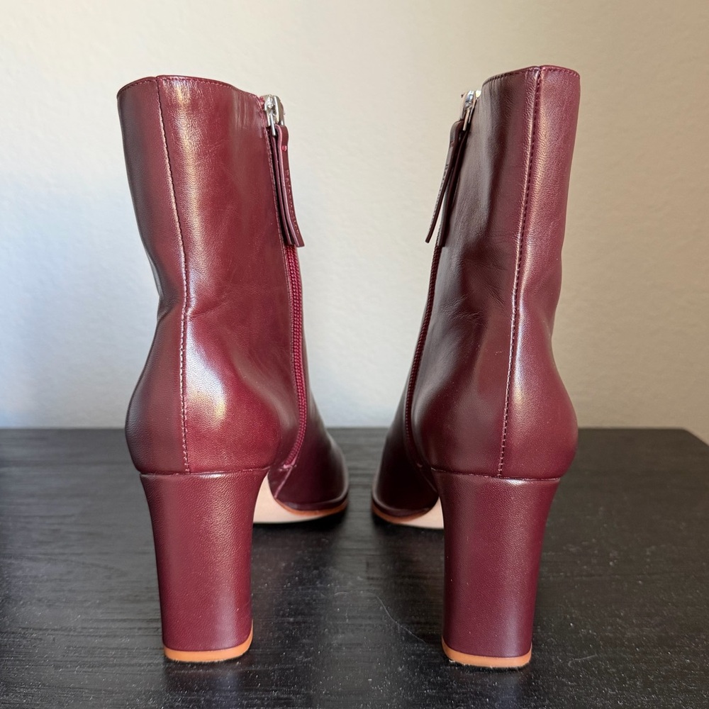 Reformation Gillian Burgundy Leather Ankle Boots - Picture 9 of 15